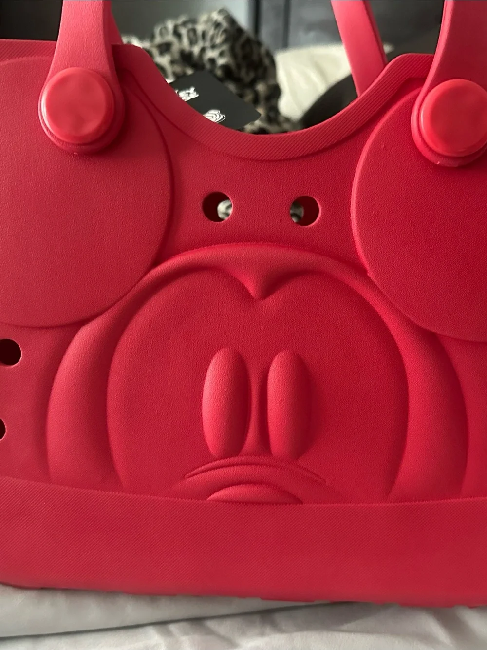 CROCS Disney Mickey Mouse Red Character Tote Bag with Embossed Face